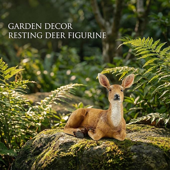 XTAPAN Resin Doe Statue Figurines Female Deer Animal Sculpture Gift Home Decor,Office or Outdoor Garden Statue Woodland Decoration