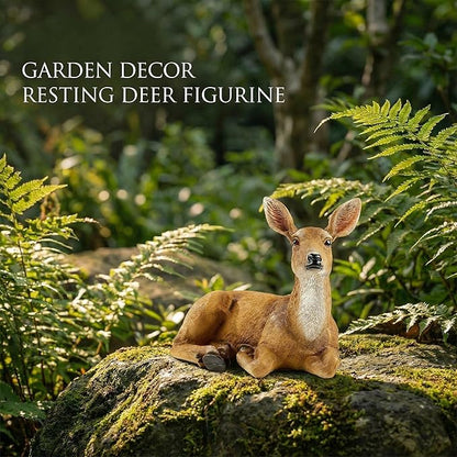 XTAPAN Resin Doe Statue Figurines Female Deer Animal Sculpture Gift Home Decor,Office or Outdoor Garden Statue Woodland Decoration