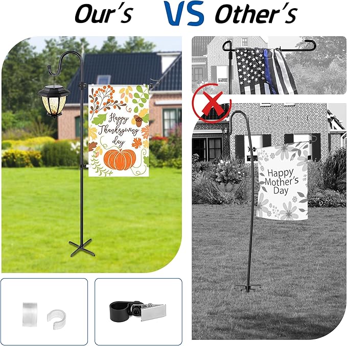 Ottsuls Garden Flag Stand, 2 Pack Heavy Duty Flag Pole Holder with Shepherd Hook for Yard Decoration, 45 INCH Sturdy Yard Flag Post Stake Outdoor Garden Flag Holder for 14''x20'' Flags (Without Flag)