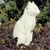 Vintage Sitting Cat: Solid Durable Stone with Distressed Texture. Perfect for Home Decor & Sealed for Outdoor Use. Handcrafted USA. (Classic/White)