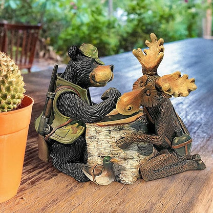Design Toscano Moose and Black Bear Arm Wrestling Statue