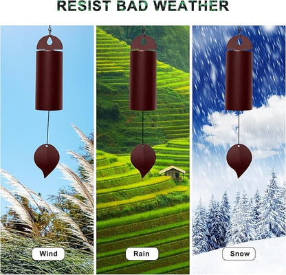 Wind Chimes for Outside Deep Tone, Large Metal Cylinder Memorial Wind Chimes Outdoor - Serenity Bell with Deep Resonance Outdoor Decor for Garden Patio Yard Porch - Brown