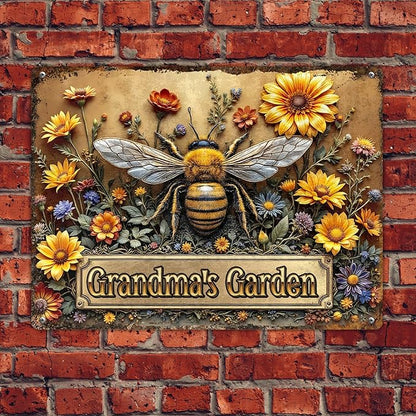 Personalized Metal Signs with Name Made in USA Custom Bee Garden Sign Decorative Metal Print for Wall Decor Customized Home Garden Ideas Gifts Artwork Prints for Yard Ourdoor