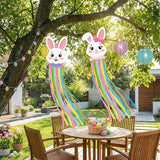 2PCS Easter Windsocks Outdoor Decorations Bunny Spring Hanging Floating Face Wind Socks for Yard Garden Porch Patio Decor