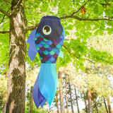 In the Breeze 5219 — 30-inch Cool Damsel Fish Windsock — Colorful Blue Fishsock Hanging Garden Décor with Detailed Printed Graphics