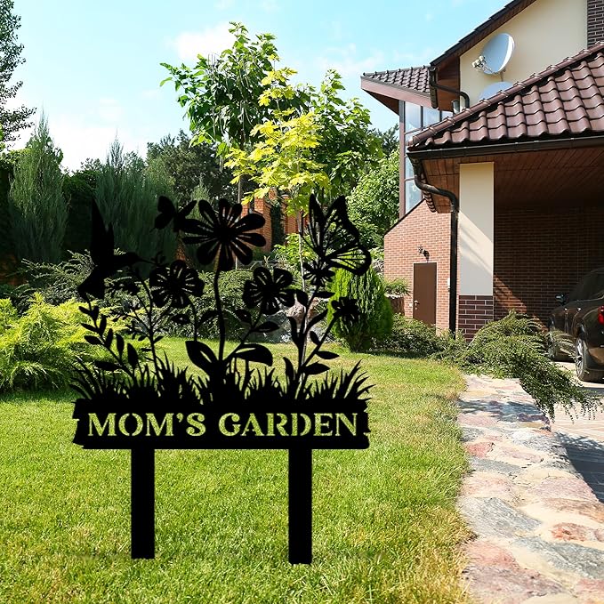 Custom Metal Garden Sign, Personalized Garden Metal Stake with Birds, Flower Garden Name Decor, Custom sign for Outside, Customized Gardening Decoration, Farmhouse Decor, Yard Art, Gift for Gardener