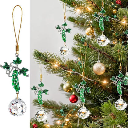 H&D HYALINE & DORA Set of 6 Rhinestones Pickle Crystal Suncatcher Pendant Cucumber Rainbow Pickle Sun Catcher Onraments for Tree Windows Garden Home Decor