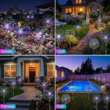 btfarm 1 Pack Solar Garden Lights Outdoor, 8 Modes Firework Lights Solar Powered, Waterproof Twinkle Fairy Light Outside for Yard Patio Pathway Pool Christmas Party Decorative, Multicolor