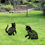 Metal Garden Stakes Decorative, Black Cat Silhouette Yard Decorations Outdoor Decor Patio Lawn Ornament Art for Women/Men/Cat Lovers Gifts