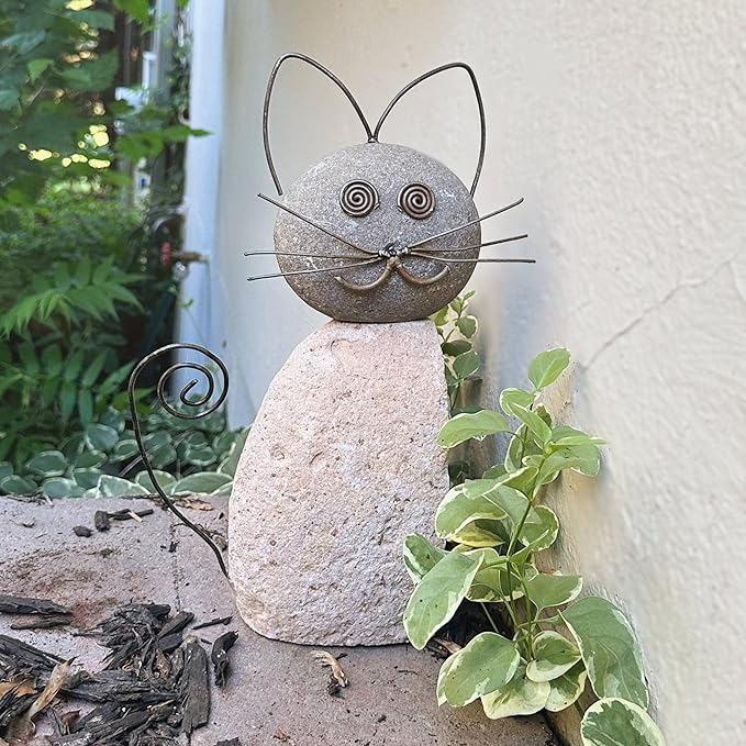 Happy Gardens Cat Garden Statue with Whiskers