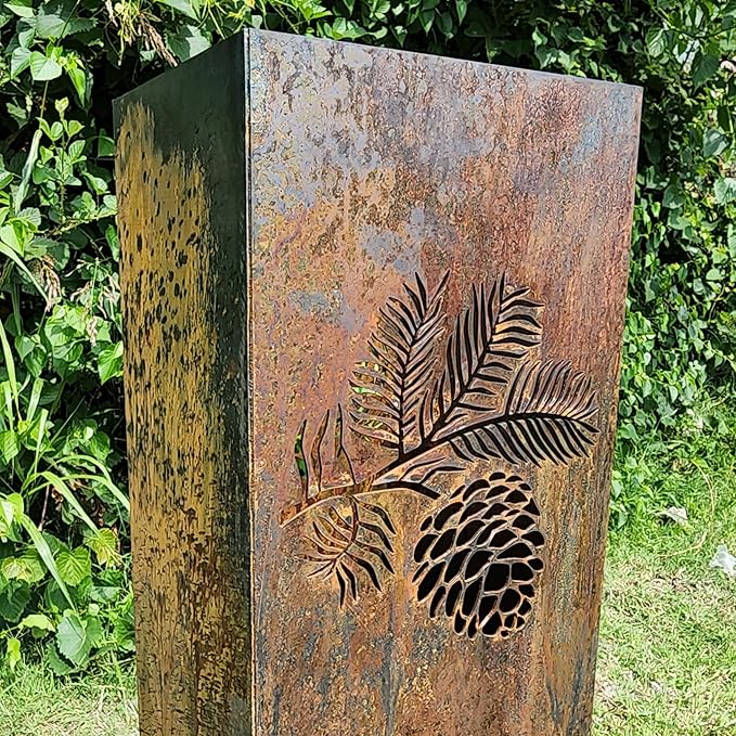 Pinecone Garden Column - Garden Decor - Garden Statue - Well Cover - Landscape Light Cover - Utility Box Cover - Outdoor Furniture and Decor (48" T x 11" W x 11" D)