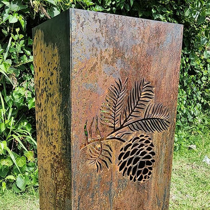 Pinecone Garden Column - Garden Decor - Garden Statue - Well Cover - Landscape Light Cover - Utility Box Cover - Outdoor Furniture and Decor (48" T x 11" W x 11" D)
