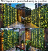 Artificial Ivy Privacy Fence with Lights 120x40in Grass Wall Screen Fake Vines Balcony Fence Privacy Screen Cover, Faux Ivy Leaf Hedge Panels Wall Decoration