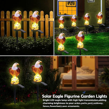 SmilingTown Solar Eagle Garden Decorations Outdoor Decorative Stake Lights IP65 Waterproof Bald Eagle Decor for Yard Patio Garden Lawn Halloween Christmas Party (2 Packs)