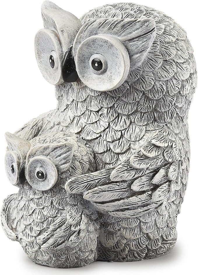Roman Garden - Owl and Baby Statue, 8" H, Pudgy Pals Collection, Resin and Dolomite, Decorative, Garden Gift, Home Outdoor Decor, Durable, Long Lasting