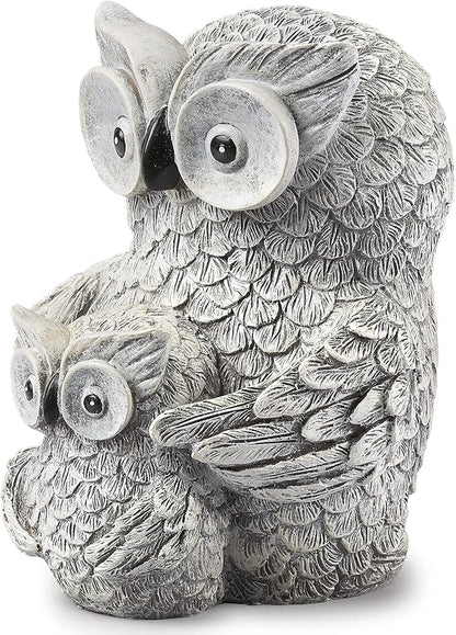 Roman Garden - Owl and Baby Statue, 8" H, Pudgy Pals Collection, Resin and Dolomite, Decorative, Garden Gift, Home Outdoor Decor, Durable, Long Lasting
