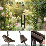 Wind Chimes for Outside – Memorial Wind Chimes for Loss of Loved One, Sympathy Gifts for Mom – Rustic Metal Garden Decor with Bird & Bell for Patio, Porch, Yard (Bronze, 29.5 Inch)