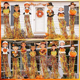 DoubleFill 8 Pcs Thanksgiving Pilgrim Outdoor Hanging Decorations with Tassels Fall Autumn Pilgrim Harvest Yard Signs for Farmhouse Festival 3.3 ft Home Lawn Yard Party Supplies Garden Decor