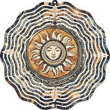 Sun Face Mandala 10" Wind Spinner Outdoor Metal Garden Art Celestial Patio Decoration Cosmic Design Yard Ornament Vibrant Hanging Sculpture