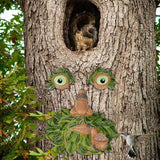 vomiceak Large Tree Face Decor Outdoor - 12 Inch Bird Feeder, Unique Old Man Tree Face Hugger Statues - Glow Eyes in Dark, Funny Garden Patio Art Statue Decor