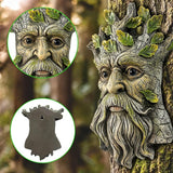 Teaeeno Whimsical Tree Face Garden Decoration, 9.8 in Tree Faces Decor Outdoor Wallmounted Statue Art with Leaf Features, Outdoor Decor Garden Accessory (Nature and Outdoors)