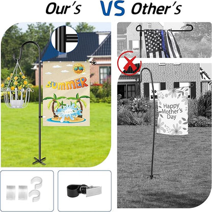 Ottsuls Garden Flag Stand, 2 Pack Heavy Duty Flag Pole Holder with Shepherd Hook for Yard Decoration, 60 INCH Sturdy Yard Flag Post Stake Outdoor Garden Flag Holder for 28''x40'' Flags (Without Flag)