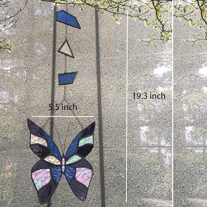 Stained Glass Window Hanging Suncatcher, Butterfly Gifts for Mom/Teacher/Women Anniversary, Birthday, Housewarming