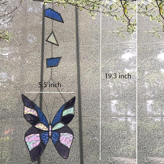 Stained Glass Window Hanging Suncatcher, Butterfly Gifts for Mom/Teacher/Women Anniversary, Birthday, Housewarming