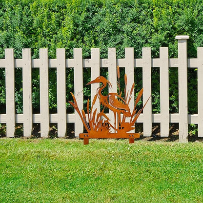 Rusty Heron Statues Outdoor – Metal Heron Statue for Garden Decor, Unique Outdoor Decor for Lawn & Patio Yard Porch Backyard Outdoor Decor