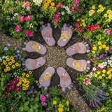 Stepping Stones - Light Brown Resin Footprint Shaped Set of 2 for Patio, Deck, Garden or Sidewalk