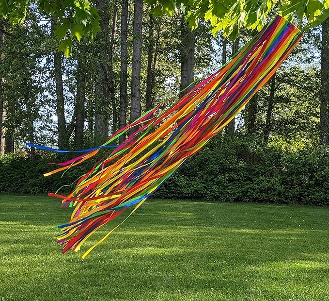 Madrona Brands Rainbow Ribbon Windsock | Durable Outdoor Hanging Decoration | Yard, Garden, Patio, Deck and More | 48-Inch11