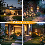 pearlstar 2 Pack Solar Lights Outdoor, Hanging Solar Lanterns with Edison Bulb and 2 x 32 Inch Shepherd Hooks, Waterproof Landscape Lighting for Garden Patio Yard Pathway Driveway Lawn (Copper)