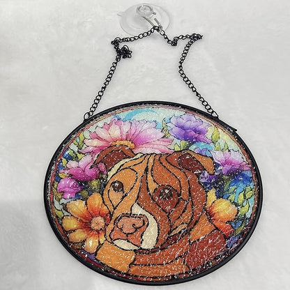 Custom Dog Portrait Picture Steel Glass Suncatcher, Personalized Pet Memorial Gifts for Dogs Window Hanging, Pet Memorial Gift, Custom Fur Photo for Lover Gift, in Memory of Dog Passing Away Gifts