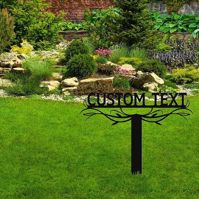 Custom Metal Text Garden Stake, Personalized Garden Sign, Garden Marker, Outdoor Sign, Steel Yard Art, Lawn Garden Art, Garden Sign on Stakes, Personalized Garden Signs for Outside, Housewarming Gift