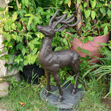 Sungmor 22" Tall Cast Iron Deer Statue - Indoor Outdoor Metal Deer Sculpture, Large & Heavy-Duty Wild Animal Landscaping Figurine, Rustic Garden Decor for Patio, Yard, Home (Dark Brown)