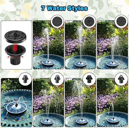 Yzert Solar Water Founatin White Flower Glass - No Battery, 3.5W Solar Fountain Pump for Bird Bath with 4 Fixed Rods&7 Nozzles, Bird Bath Fountains Solar Power for Garden, Outdoor, Pond,Pool