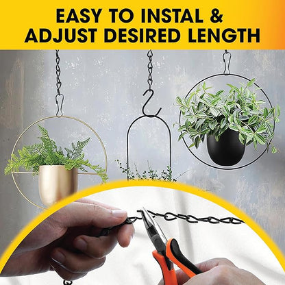 [Upgraded] 79” Black Electroplated Steel Hanging Chain with S-Hooks, Snap Hooks, Ceiling Hooks & Pliers, 33LBS Load Capacity, Adjustable Length for Hanging Bird Feeders, Planters, Lanterns, Billboards