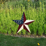 Morning View American Flag Garden Stake Patriotic Decor Metal Star US Flag Yard Sign Bar Star Outdoor Lawn Art Ornament 4th of July Memorial Day Veterans Day Independence Day 12 Inches Tall