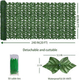 ODTORY Artificial Fence Privacy Screen: 4FT x 20FT UV-Anti Faux Greenery Backdrop Ivy Chain Link Shades Panels for Patio, Balcony, Garden,Deck,Backyard Indoor Outdoor Green Wall Decor