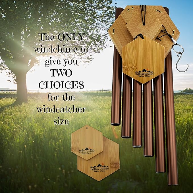 2 Pack Wind Chimes Gift Set - UpBlend Outdoors, 29” Copper-Red and 41” Blue Wind Chimes Bundle, Copper Gifts, WindChimes Outdoors Clearance