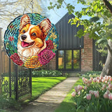 Cute Dog Wind Spinners Outdoor, Hanging Wind Spinner for Garden Decoration, 8 inch 3D Stainless Steel Metal Wind Sculpture for Indoor/Outdoor Decor