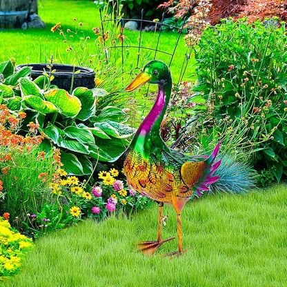 Mallard Duck Garden Statues, Metal Duck Outdoor Decor, Mallard Duck Yard Art for Garden Pond Backyard Lawn Beach Decoration