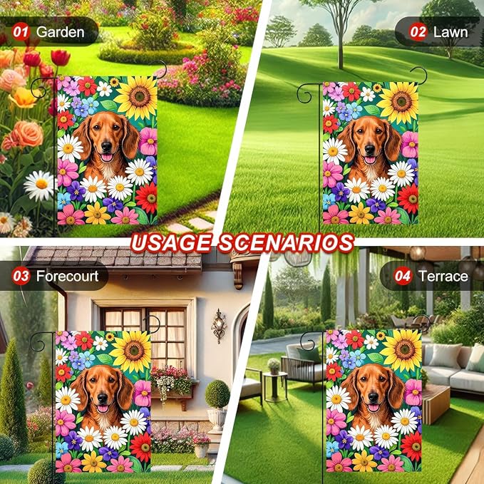 BlissYard Hello Spring Garden Flag 12x18 Inch Double Sided Cute Golden Retriever Seasonal Welcome Small Flags For Outside Outdoor Decor Yard Farmhouse Holiday Spring Summer Decorations Yard Flags