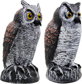Hausse 2 Pack Fake Horned Owl Bird Scarecrow Decoy 10.5 Inch Height, Plastic Deterrents, Halloween Decoration, Nature Enemy Pest Repellent for Outdoor Garden Yard