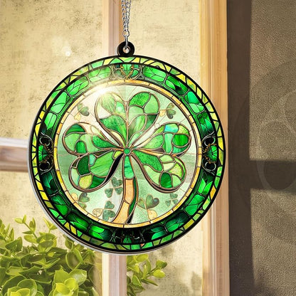 FLAGWIX St Patricks Day Decorations - Hanging Suncatcher 6 in, Shamrock St Patricks Day Decorations, Irish Suncatcher for Home Garden Decor - Irish Gifts for Women Men, Spiritual Gifts for Mom Grandma