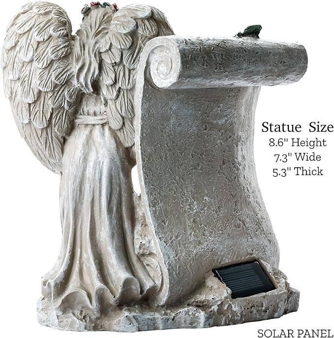 Malister Memorial Gifts - Garden Angel Statue Sympathy Gift with Solar Led Light, Bereavement Gifts, Memory of Loved One, Cemetery Grave Decorations, Remembrance Condolence Gift, Angel Figurines
