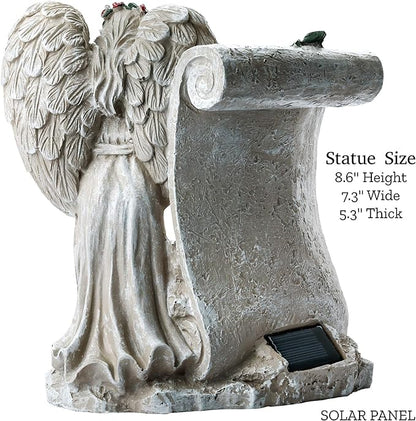 Malister Memorial Gifts - Garden Angel Statue Sympathy Gift with Solar Led Light, Bereavement Gifts, Memory of Loved One, Cemetery Grave Decorations, Remembrance Condolence Gift, Angel Figurines