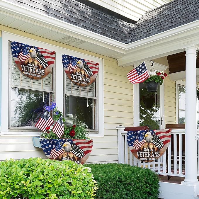 FLAGWIX Outdoor American Army Veteran Flag - Non-Pleated American Fan Flag Bunting 3x6 ft - Veteran Gifts for Men Women, Patriotic 4th of July Memorial Day Decorations Outdoor for Home Garden Decor