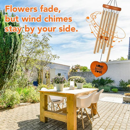 House Warming Gifts New Home, 25.5" Aluminum Wind Chimes for Outside with Heart Catcher, House Warming Gifts for Couple, Friends, New Home Gift Ideas for First Home, New Apartment, House, Home Decor