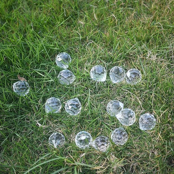 20pcs DIY Crystal Prism Suncatcher for Windows Hanging, 20mm Clear Glass Crystal Sun Catcher Beads Pendants Maker Balls for Indoor Outdoor Garden Feng Shui Home Decor Yellow
